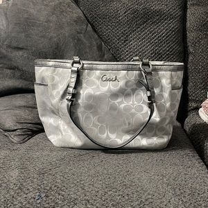 Gray and Silver Coach Purse